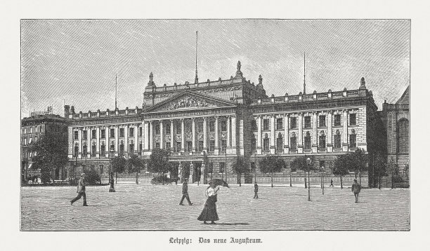 莱比锡大学的奥古斯都庙，木版，1898年出版图片下载