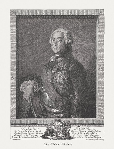 尼古劳斯一世，王子Esterházy(1714-1790)，木刻，1885年出版图片下载
