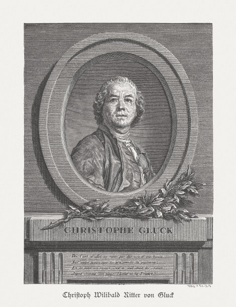 格鲁克，德国作曲家(1714-1787)，木刻，1885年出版图片下载
