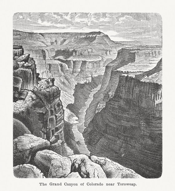 美国科罗拉多大峡谷，木刻，1897年出版图片下载