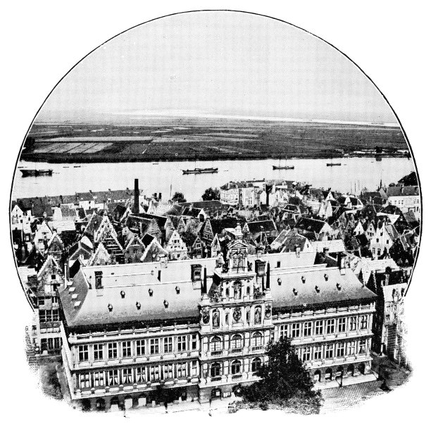 安特卫普市政厅和斯凯尔特河，比利时，19世纪图片下载