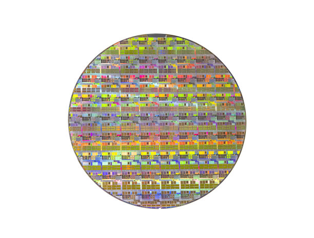 硅片与芯片隔离在白色背景图片下载