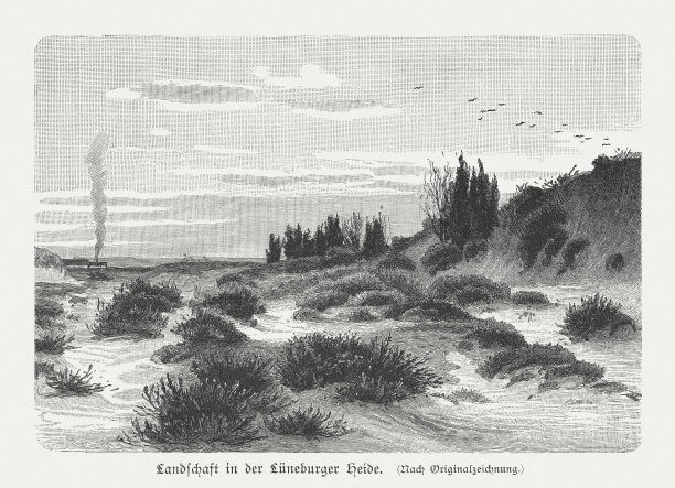 山水在Lüneburg希思，木刻，1897年出版图片下载