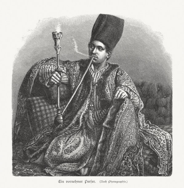 1897年出版的波斯贵族男子木刻版画图片下载
