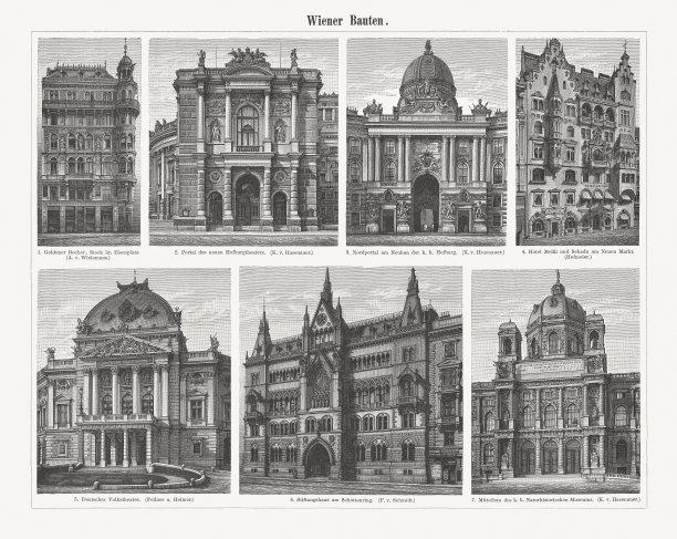 19世纪的维也纳建筑，木刻，1897年出版图片下载