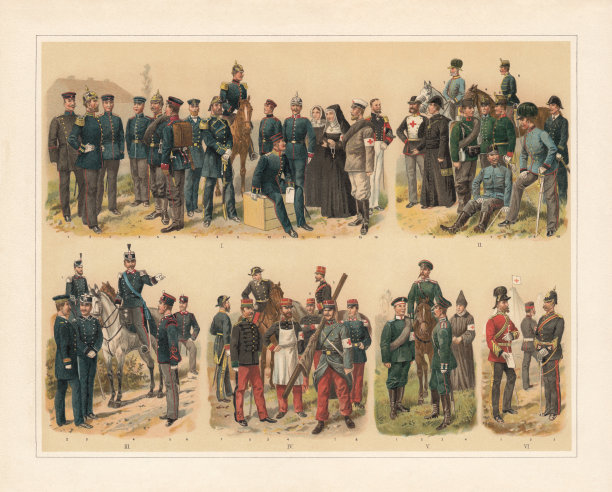 欧洲国家的救护部队，彩色印刷术，出版于1897年图片下载