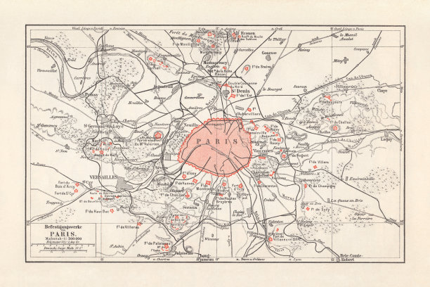 巴黎及其周边的防御工事，版画，出版于1897年图片下载