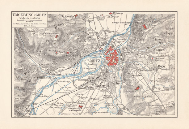 1897年出版的法国梅茨及其周边历史地图图片下载