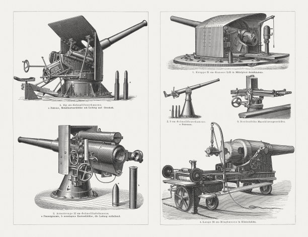 海军和海岸火炮，木刻，1897年出版图片下载