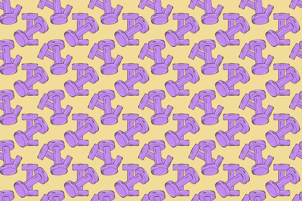 哑铃无缝图案。运动背景，手绘插图图片下载