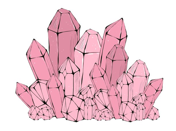 多色魔法晶体，孤立在白色背景上。手绘插图图片下载