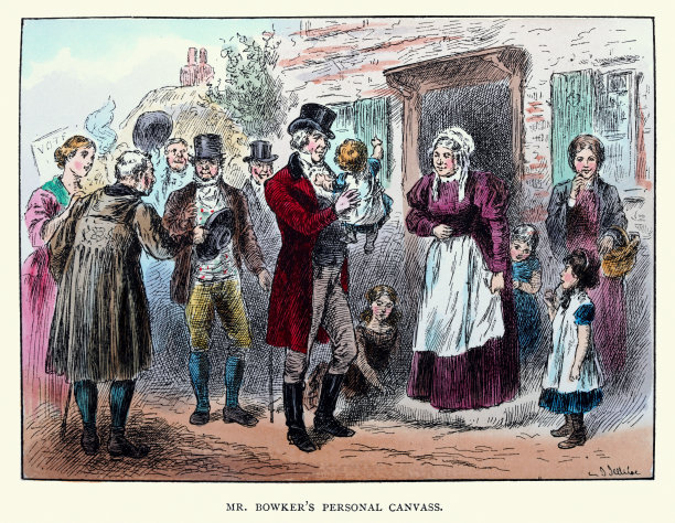 政客拉票，抱着孩子，选举，历史，19世纪维多利亚时代的风格图片下载