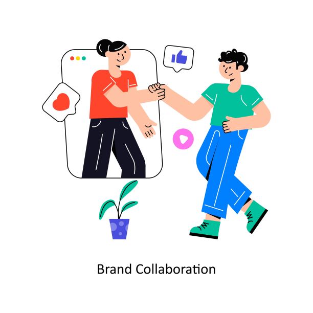 品牌合作平面风格设计矢量插图。股票插图图片下载