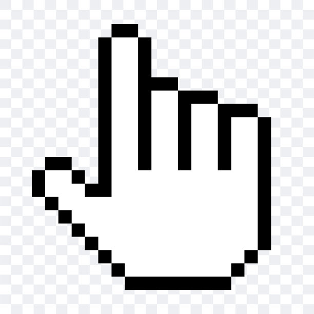 鼠标像素化光标。鼠标手光标。电脑鼠标点击光标。黑色矢量图标。向量的剪纸艺术。图片下载