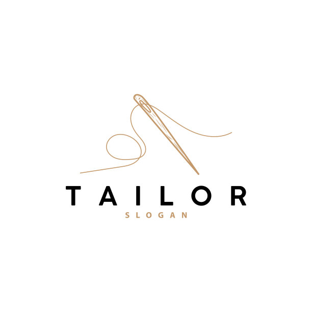 裁缝标志，针和线矢量，复古复古简单的极简主义旧的灵感设计图片下载