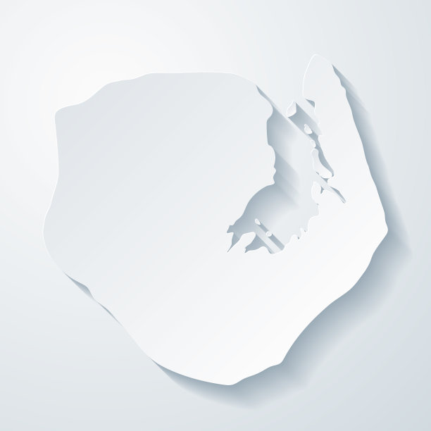 欧罗巴岛地图与剪纸效果的空白背景图片下载