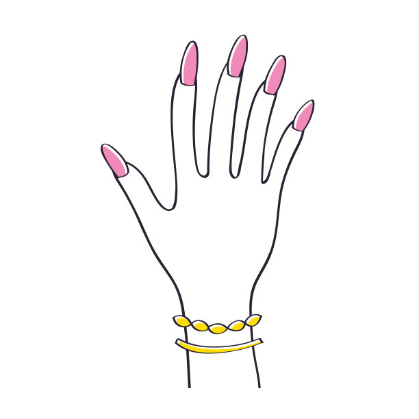 手用粉红色的指甲修指甲图片下载