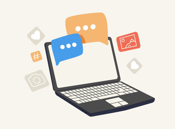 卡通涂鸦矢量语音泡沫与笔记本照片画廊平台，在线社会对话评论的概念图片下载