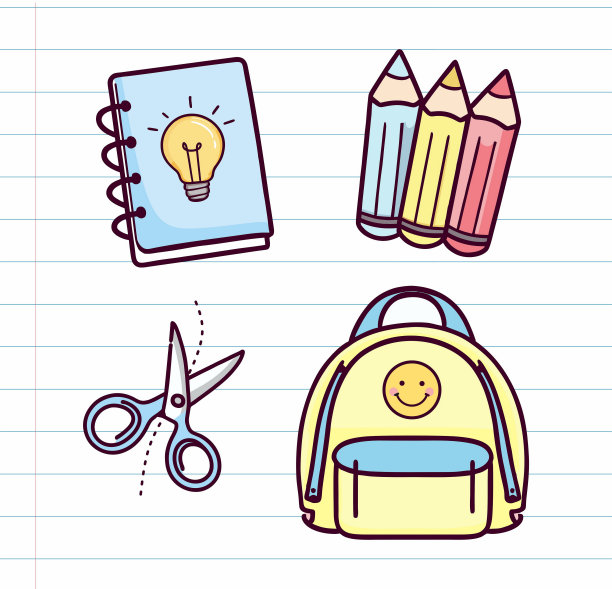 可爱的教材。回到学校。快乐的学生图片下载