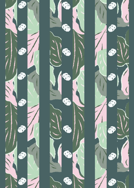 丛林philodendron鲜条纹无缝图案绿色背景图片下载