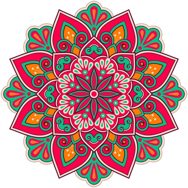 民族曼陀罗用五颜六色的装饰为艺术在墙上。图片下载