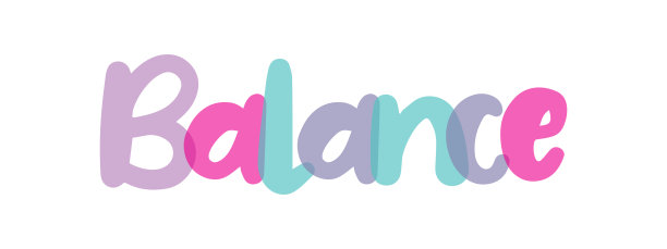 平衡横幅排版背景标志，标签，贴纸，文字设计，粉红色，紫色，淡紫色，蓝色，白色背景，标签图片下载