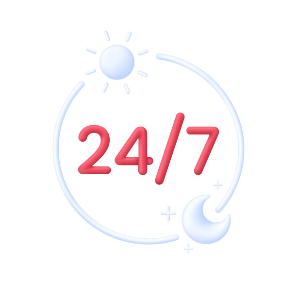 3D 24,7插图。24、7的服务理念。24小时电话支持说明。热线客户服务理念。图片下载