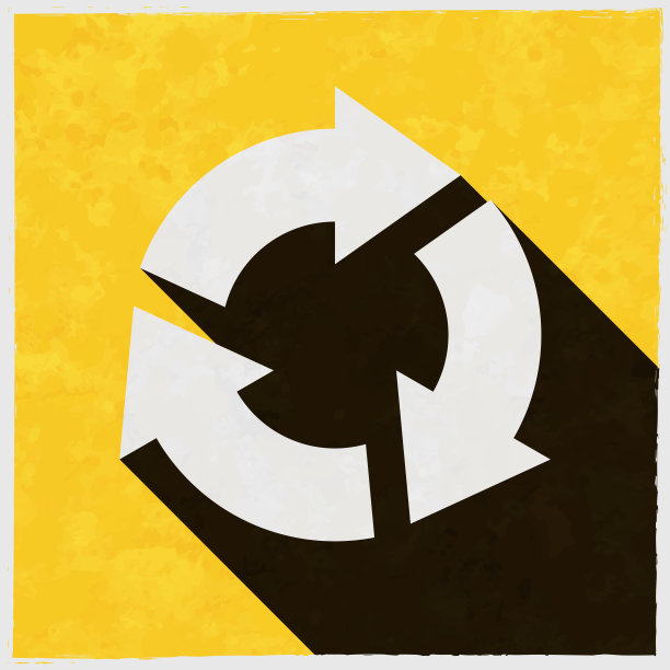 刷新。图标与长阴影的纹理黄色背景图片下载