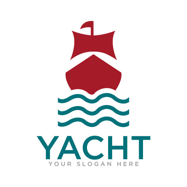 游艇或帆船标志设计插图图片下载