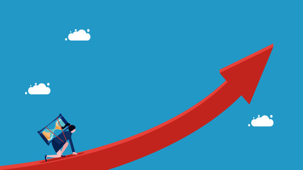 时间和投资。带着沙漏的女商人准备在增长图表上运行图片下载