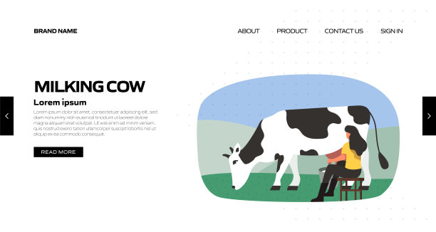 奶牛概念矢量插图登陆页面模板，网站横幅，广告和营销材料，在线广告，业务演示等。图片下载