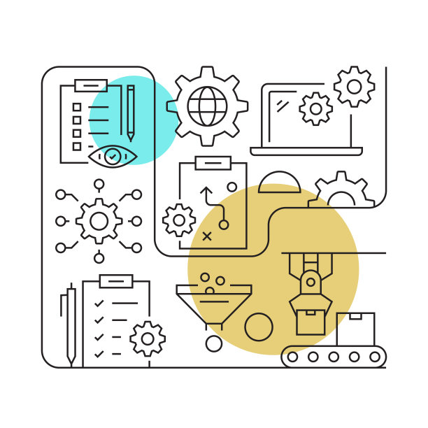 产品管理相关矢量横幅设计概念，现代线条风格与图标图片下载