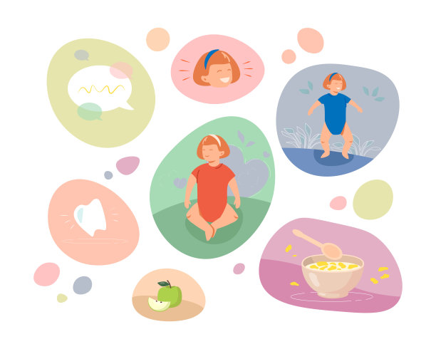 里程碑的婴儿成长和发展矢量插图图片下载
