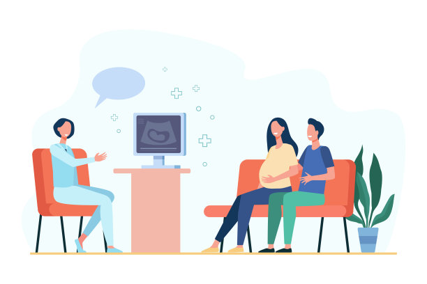 幸福夫妇看超声扫描矢量图图片下载