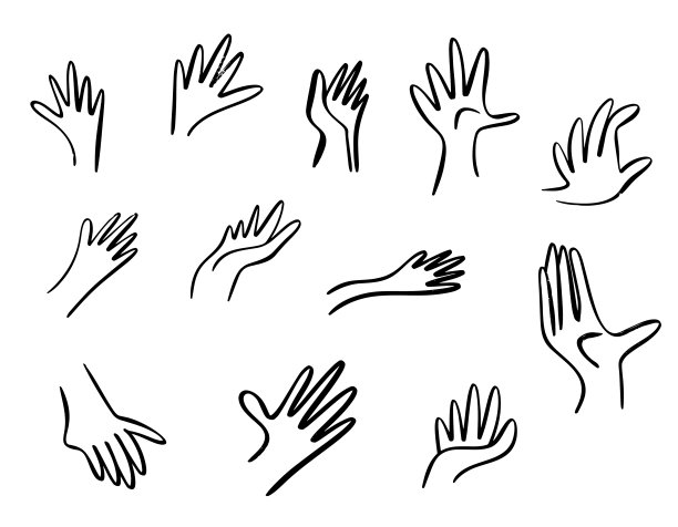 人类的手素描和涂鸦图片下载