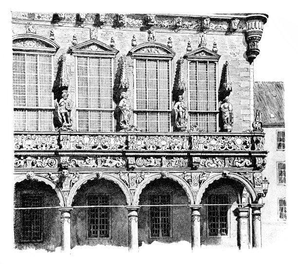 市政厅正面的一部分图片下载