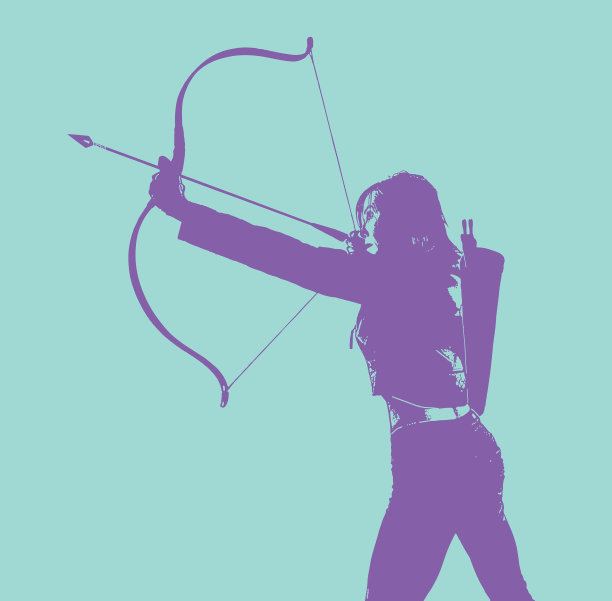 成年女子瞄准弓箭图片下载