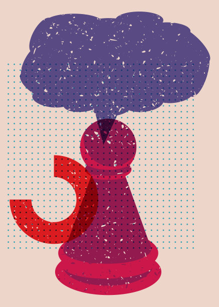 彩色几何形状的棋子，棋子和语音泡沫。新潮riso图形设计中的对象。几何元素抽象risograph打印纹理风格。图片下载