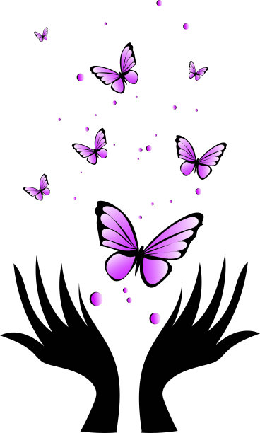飞舞的蝴蝶和女人的手图片下载
