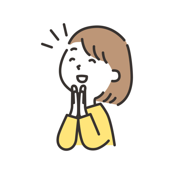 插图的年轻女子抬头对角线和幸福与她的双手在一起图片下载