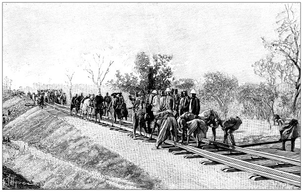 古董插图:在苏丹修建铁路图片下载