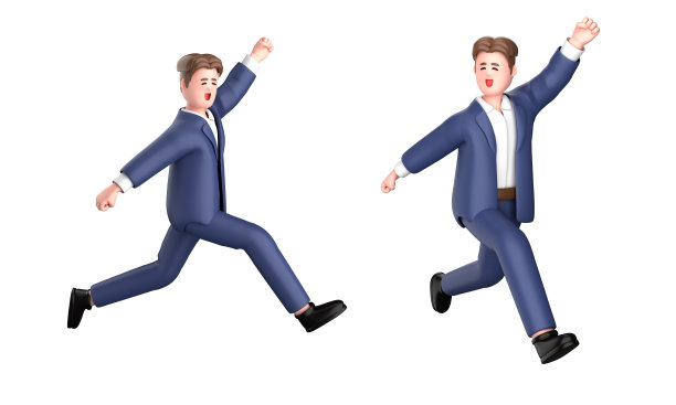 3d商人高管姿势穿着西装站着拿着笔记本电脑指向广告孤立在白色背景，3d渲染图片下载