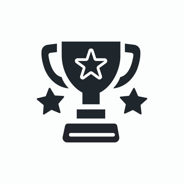 与明星矢量图标奖杯。奖杯的字形图标。符号、标志说明。矢量插图隔离在白色背景上。图片下载