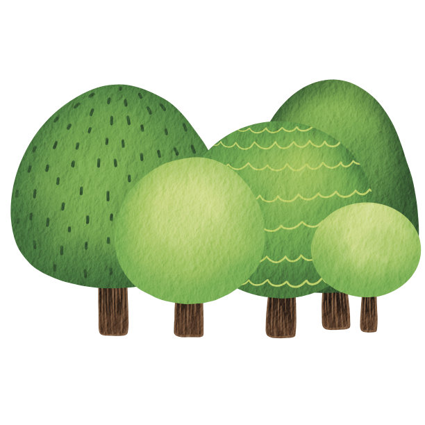 抽象的绿色树木插图装饰自然和春天的花园。图片下载