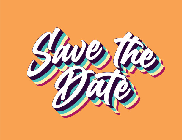 婚礼概念复古刻字。复古字母股票矢量插图。保存日期刻字。邀请或贺卡库存插图。图片下载