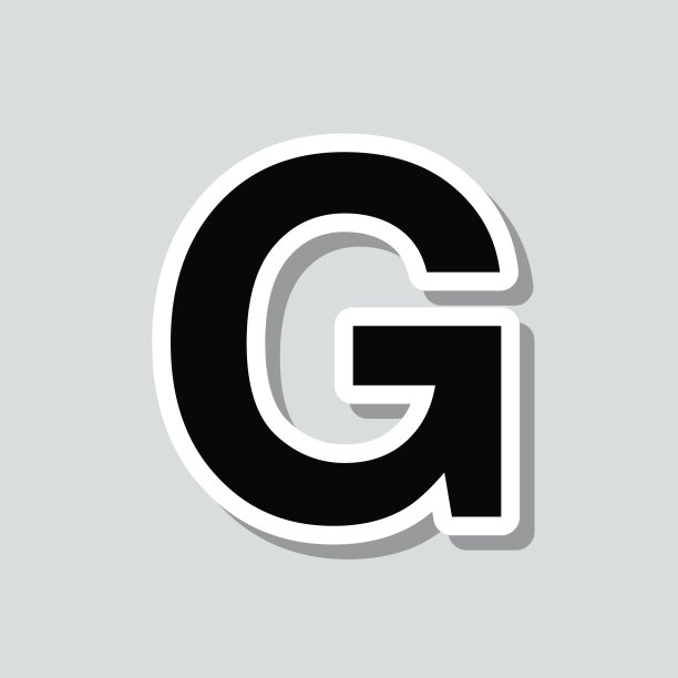 字母g图标贴纸灰色背景图片下载
