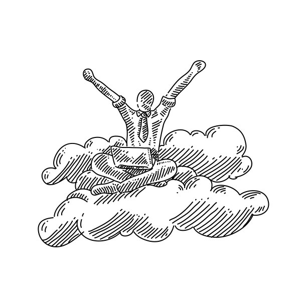 快乐的商人在天空中飞翔图片下载