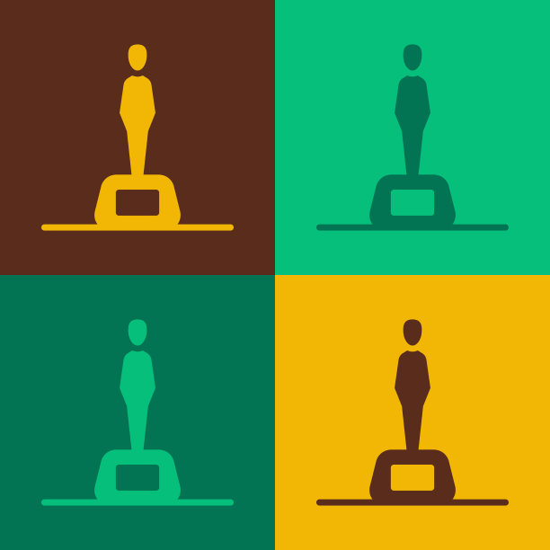 流行艺术电影奖杯图标孤立的颜色图片下载