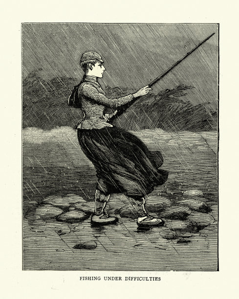 年轻女子在暴雨中，挪威，维多利亚，19世纪图片下载