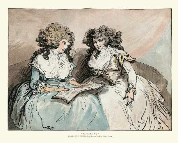 两个格鲁吉亚女人的肖像，以托马斯·罗兰森命名，哈莫尼图片下载